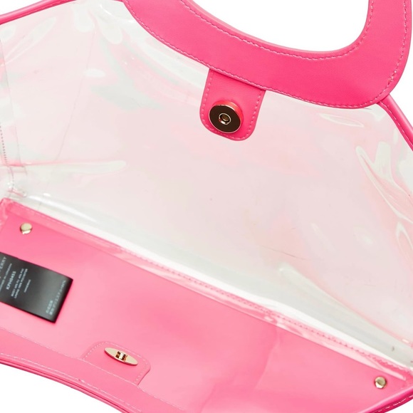 Katy Perry Clear Tote Pink Double Top Handles Jelly Tote With Peace Wristlet - Picture 5 of 11